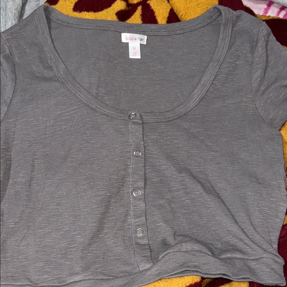 Flirtitude Gray Button-Up Crop Top